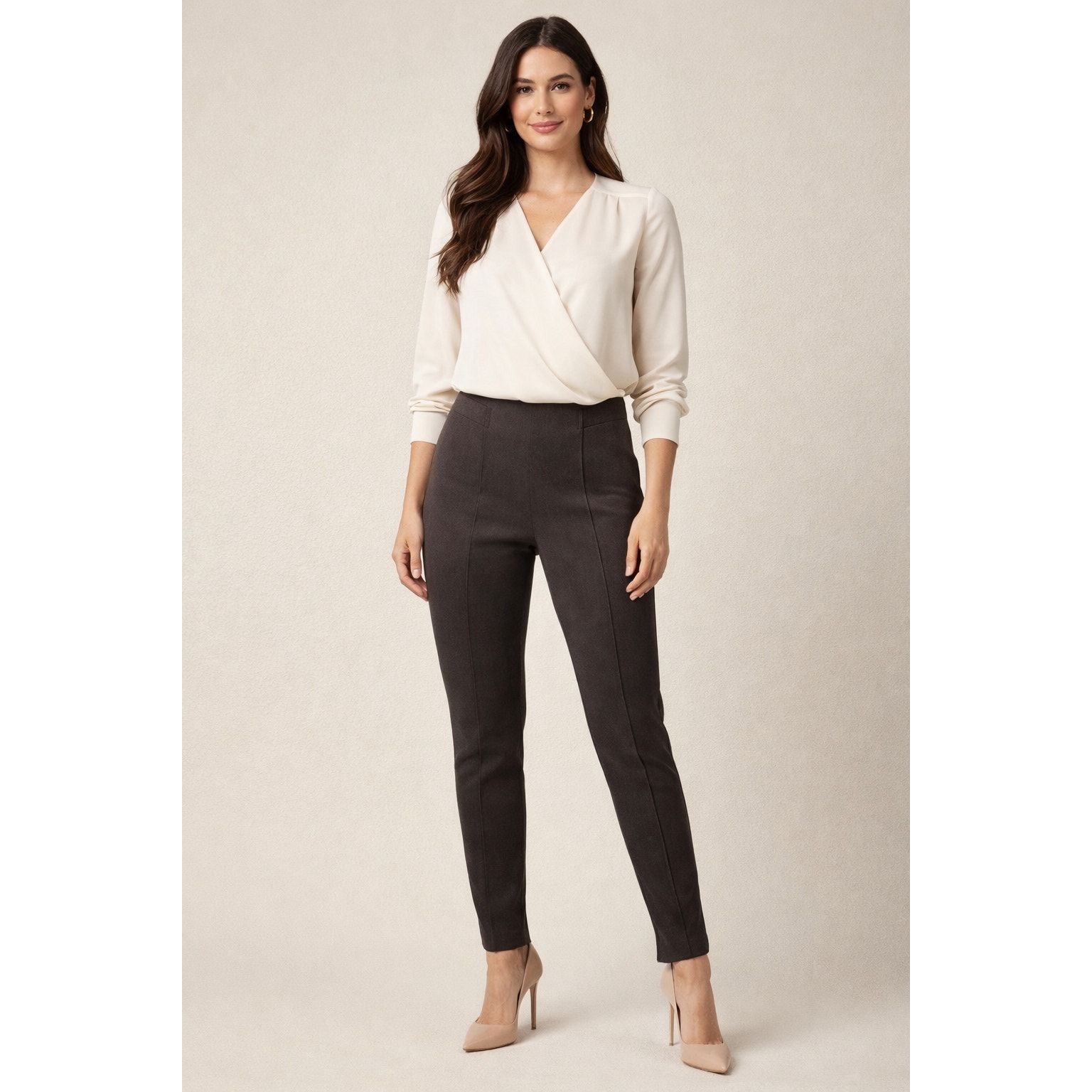 Spanx Women’s Suede Stretch Leggings Brown Size M High Waisted Velvety